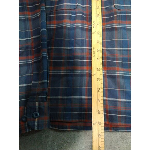 Mountain Hardwear Shirt Mens Small Blue Plaid Voyager Flannel Long Sleeve - Picture 4 of 8